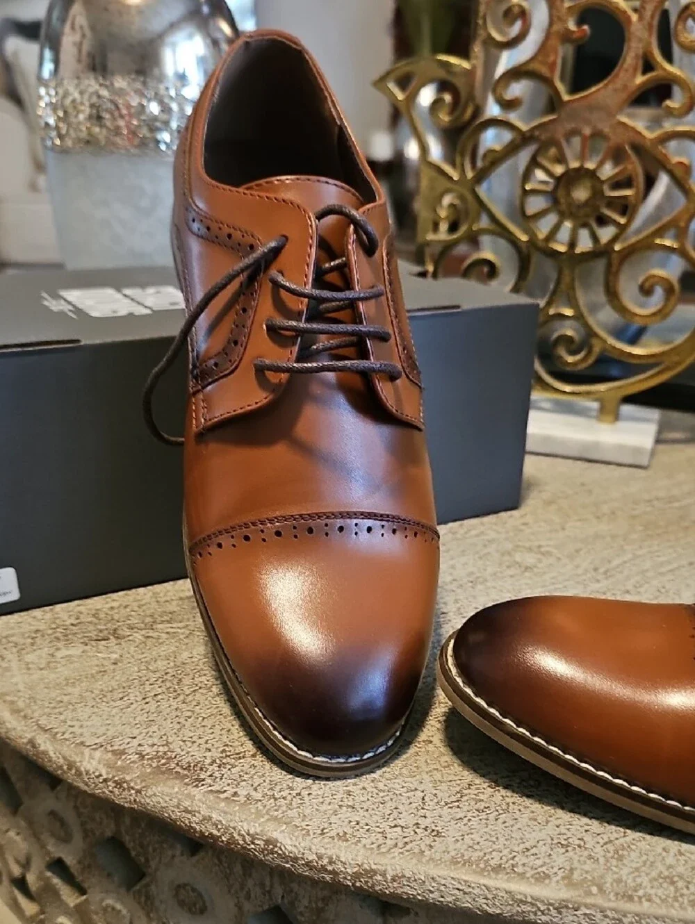 Stacy Adams Boys' Cognac Brogue Dress Shoes